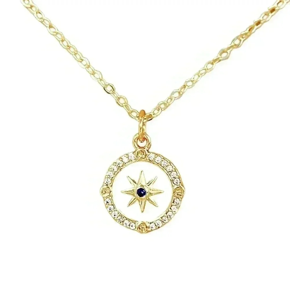 Gold compass necklace, dainty minimalist jewelry - Picture 2 of 10